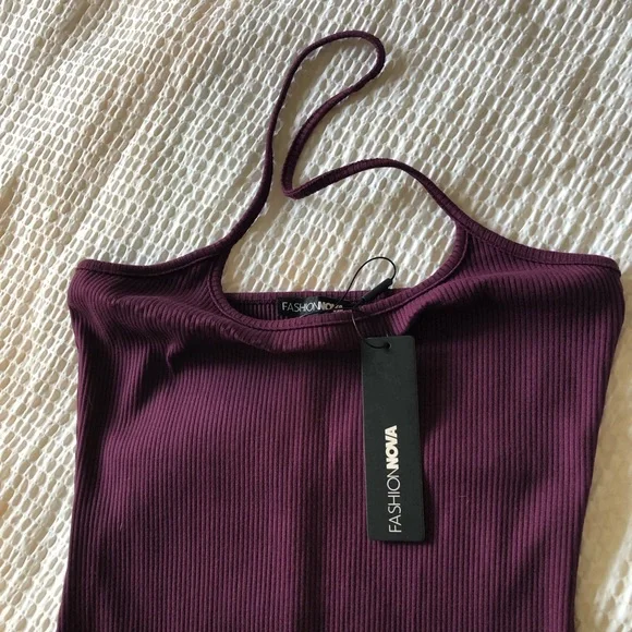 FASHION NOVA - Amari Snatched Jumpsuit Plum Color Size L. N.W.T. $ 20.00 - Picture 3 of 7